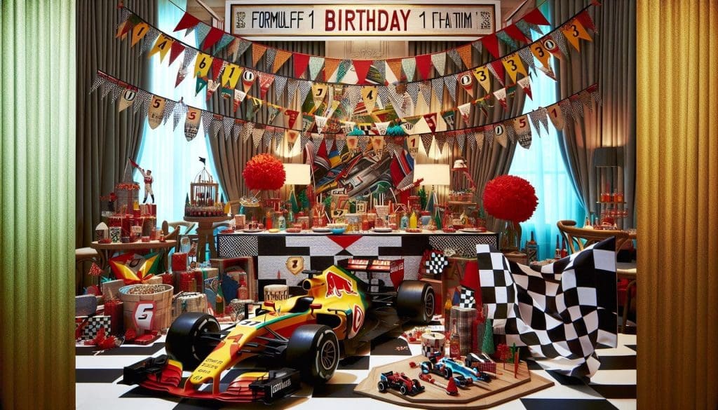découvrez nos conseils pour organiser une décoration d'anniversaire sur le thème de formule 1 : idées de décoration, gâteau, animations et bien plus encore !
