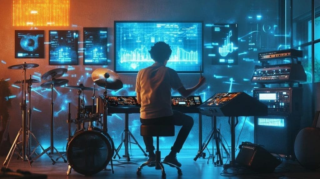 musicien batterie de dos