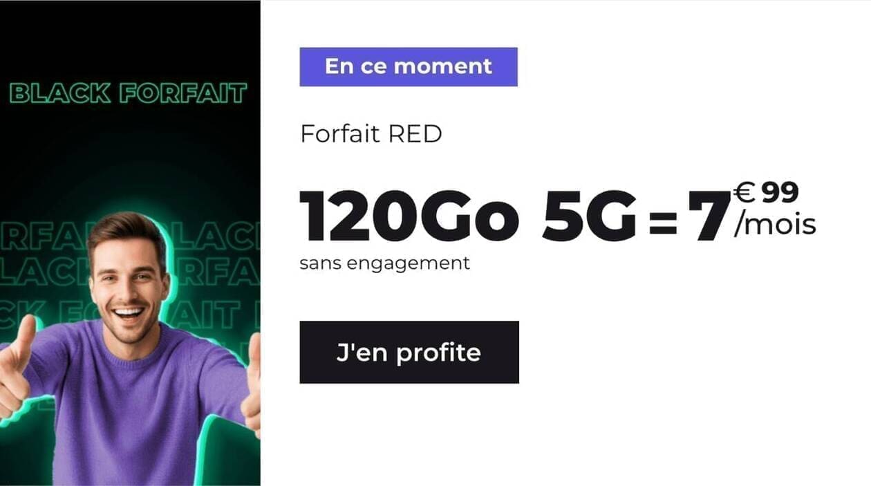 découvrez notre offre exceptionnelle de 120 go de data 5g pour moins de 8€. profitez d'une connexion ultra-rapide à petit prix, idéale pour naviguer, streamer et rester connecté en toute liberté.