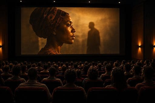 Projection d’un film africain.