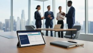Équipe professionnelle préparant la gestion d'événements lors d'une conférence