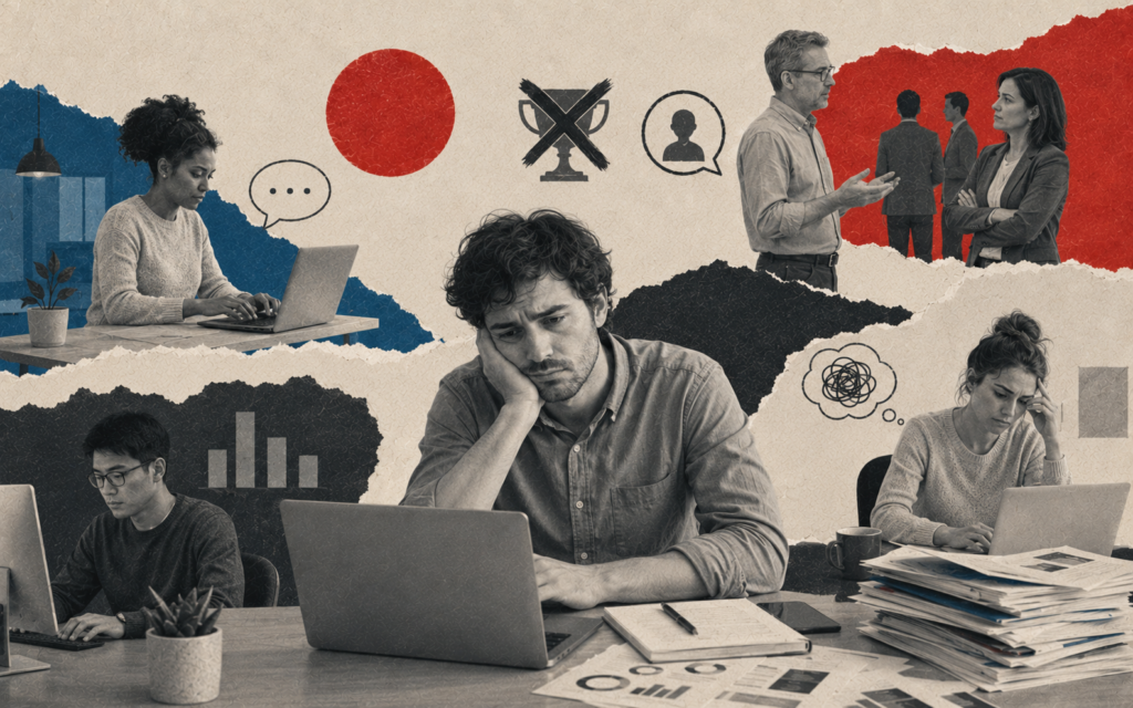 Équipe échangeant des signes de reconnaissance professionnelle au travail