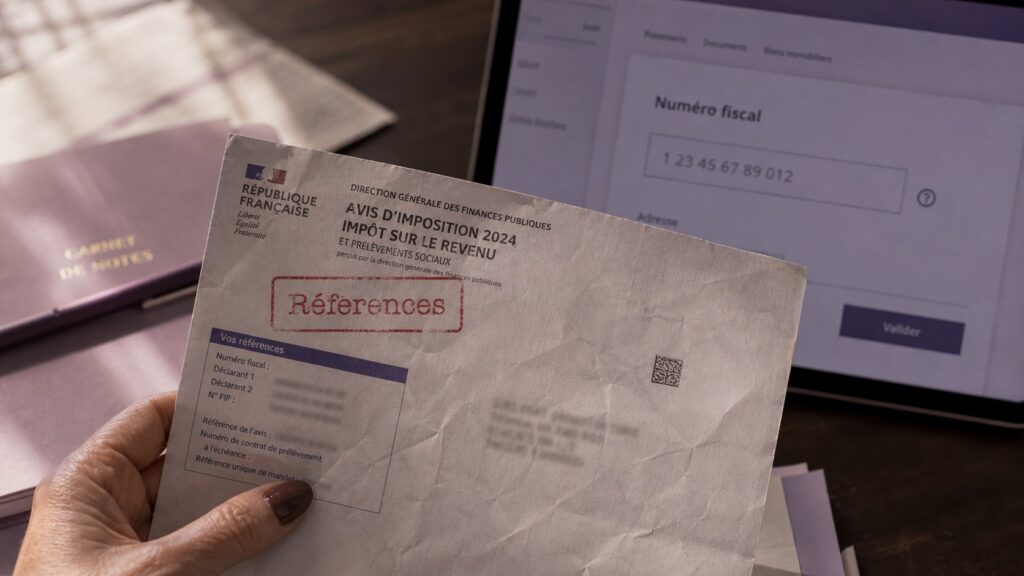 Document administratif français montrant une zone d'identification fiscale