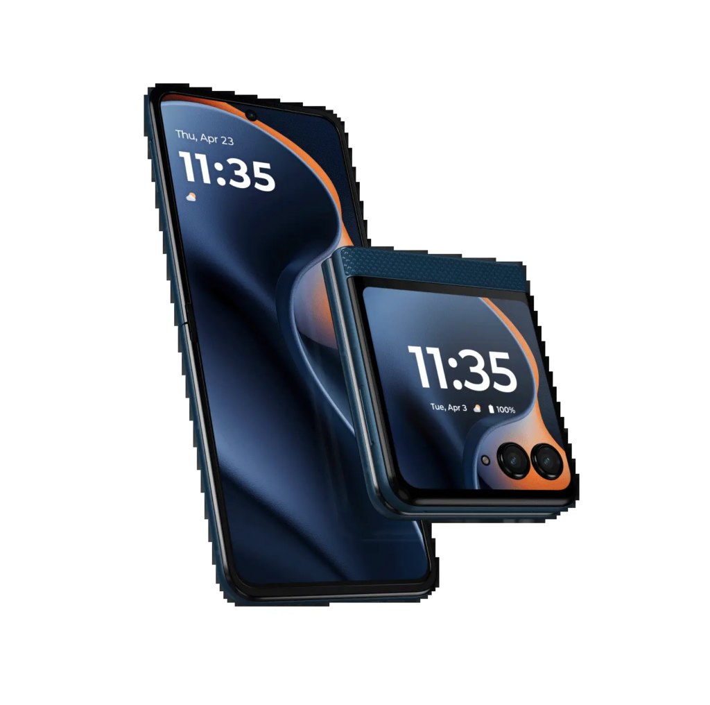 Mobile Motorola Razr pliable avec son écran externe et sa charnière visibles